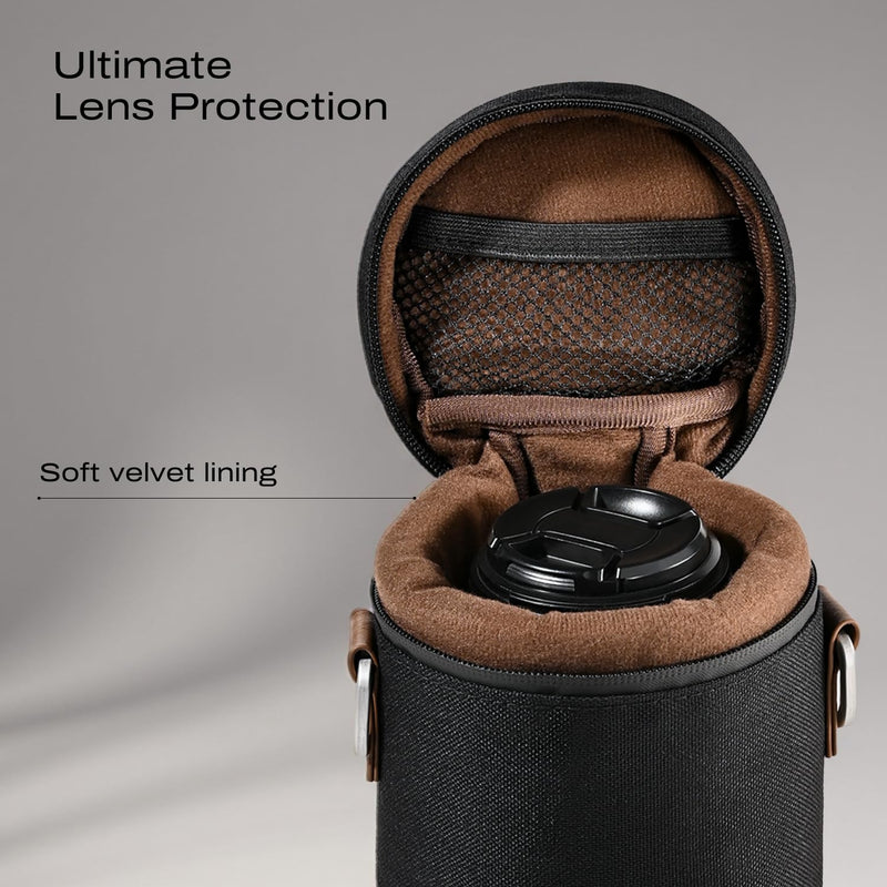 Premium Camera Lens Case with Quick Release Strap, Water Resistant Protective Lens Pouch for DSLR Camera, 2 Size L and M, Compatible for Canon, Nikon, Sony, Pentax, Olympus