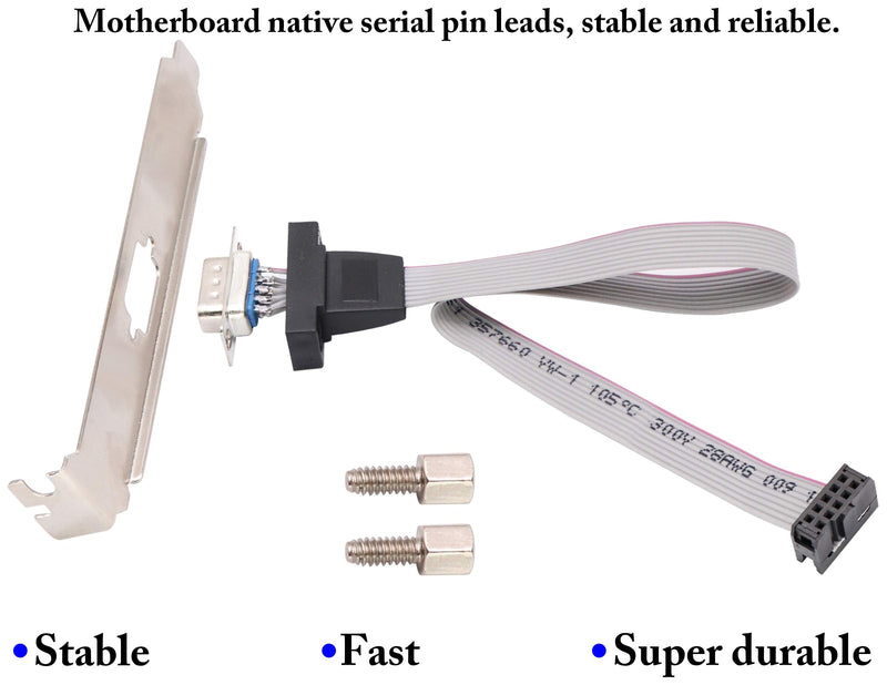 zdyCGTime 1Port DB9 RS232Serial Port Bracket to 10 pin HeaderRibbon Cable Connector Adapter, DB9 Serial Male to 10P Motherboard Header Panel Mount Cable Serial Port Bracket (12in 4Pcs) (1 Port) 1 Port
