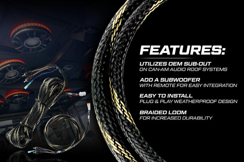 UTV Stereo 20' JL Audio RCA Subwoofer Output Harness for Can-Am Defender | For HD10 & HD11 Audio Roof Systems | Add Aftermarket Sub & Amplifier | Weatherproof | Plug & Play | Powersports Bass Upgrade