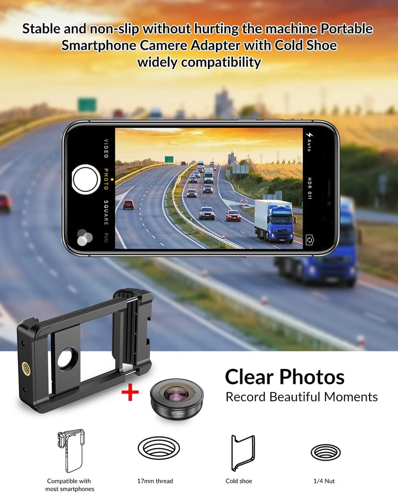[AUSTRALIA] - APEXEL 17 mm Thread Lens Adapter, Lens Attachments for Telephoto/Macro/Wide Angle/Fisheye/Flow/Radial/Star Filter/Kaleidoscope Lens, Lens Holder Works with Almost All Smartphones 17mm Thread 