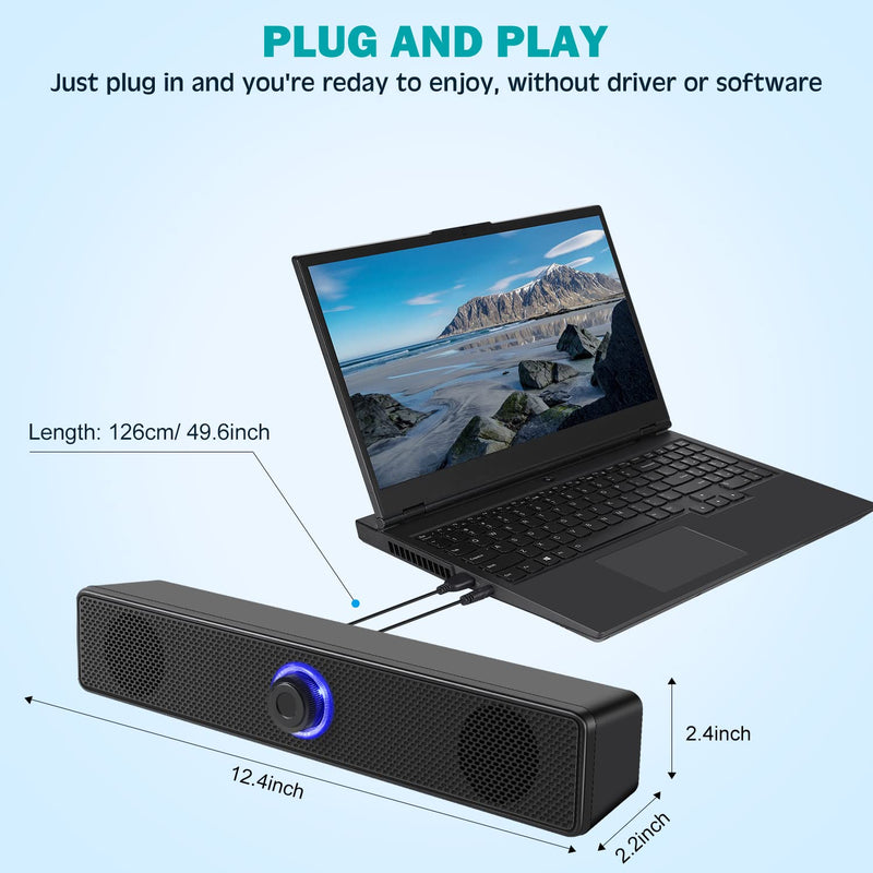 Computer Speakers, USB Powered PC Speakers Wired Stereo Desktop Speakers for Computer, Desktop, Laptop, PC, Pad, Cellphone [2023 Version]