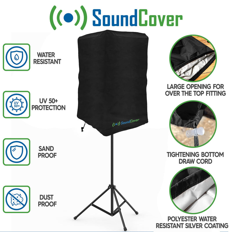 8 Inch PA/DJ Lightweight Powered Speaker Cover Bag in Black for Stand Mounted Speakers - Over the top fit, Water Resistant (not Waterproof), 50 UV Protection - Check Dimensions before Ordering! Single Cover 8"