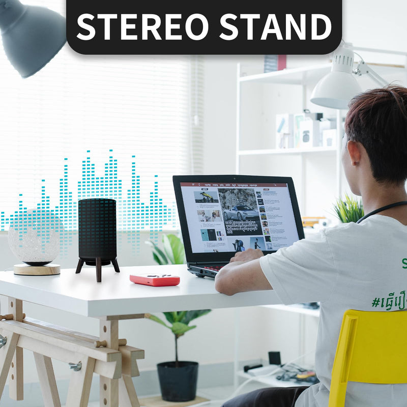 shinar Real Wood Desktop Speaker Stands,Table Desk Stand Compatible for Sonos Era 100 with Cable Management Table Wooden Mount Holder for sonos 100 (Black) Black