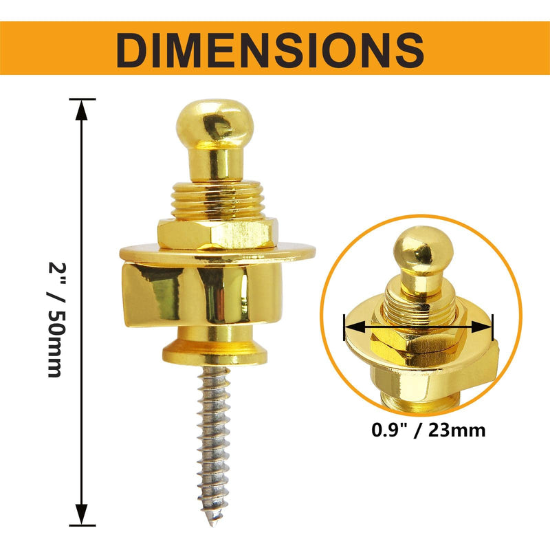 2PCS Guitar Strap Locks, Metal Heavy Duty Guitar Straplocks Replacement, Buttons Quick Release Security retainer System, Gold Strap lock Set for Classical Electric Guitar 2 Pieces