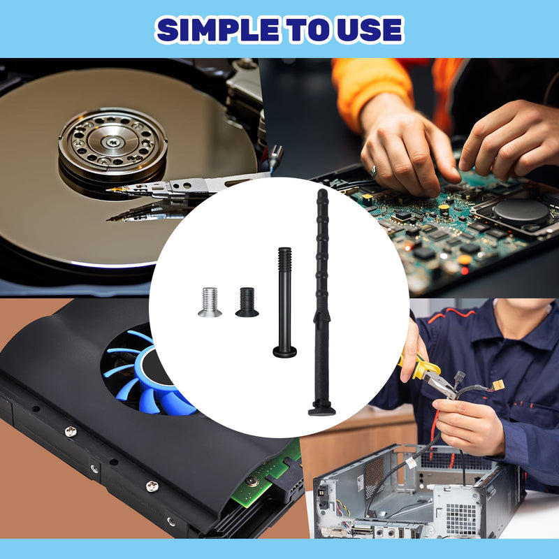 160Pcs PC Computer Case Cooling Fan Mount Screws Set, M5x10 Black and Silver Case Fan Mounting Screws and 65mm Soft Rubber Rivet, Laptops Computer Screw Kit