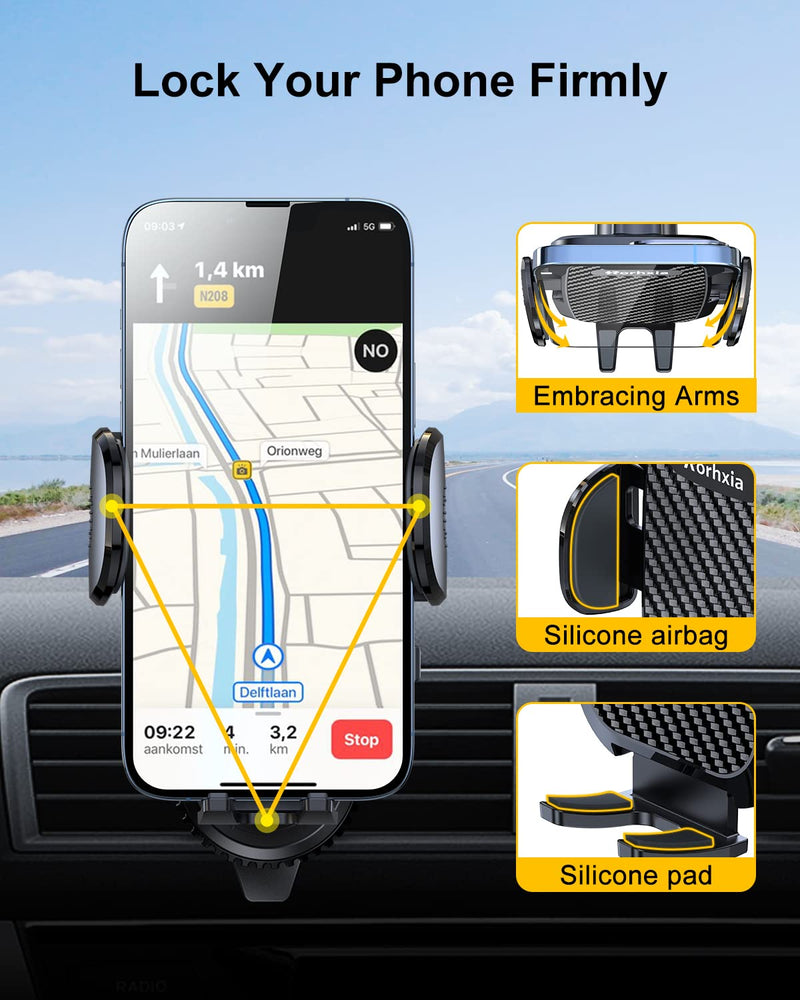Car Vent Phone Mount, [Never Blocking Vent, Enjoy The Comfort of The A/C] Hands-Free Universal Extension Clip Air Phone Holder Car Fit for All Phones iPhone Samsung More Black