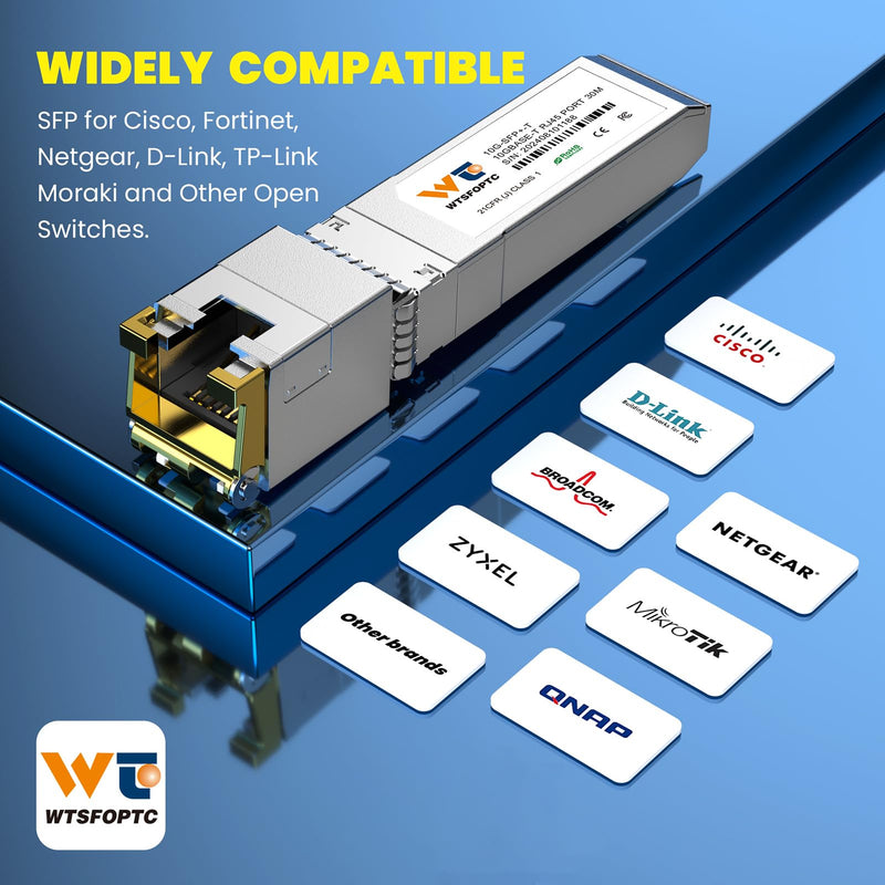 10Gb SFP+ to RJ45 Transceiver, Copper 10G SFP Ethernet Module 10Gbase-T | Auto-Negotiation 2.5G/5G/10G for RJ45 Port, Up to 30m, Compatible with Cisco SFP-10G-T-S, Meraki, TP-Link, Mikrotik, Netgear 1 Pack)10G-T: 30m