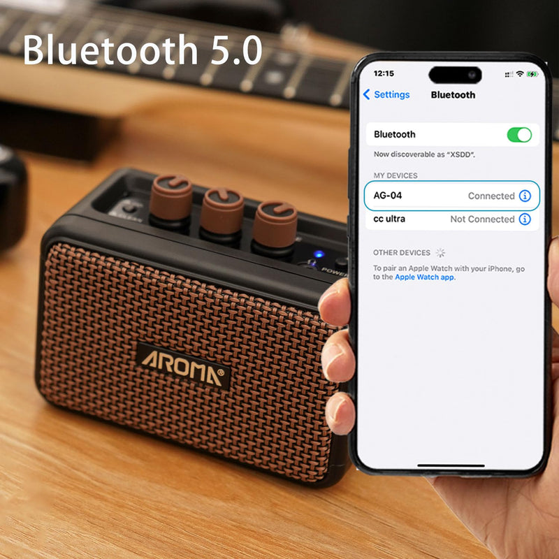 Electric Guitar Amp 5W Portable Rechargeable Battery Powered Practice Guitar Combo Amplifier Speaker with Headphone Aux Jack