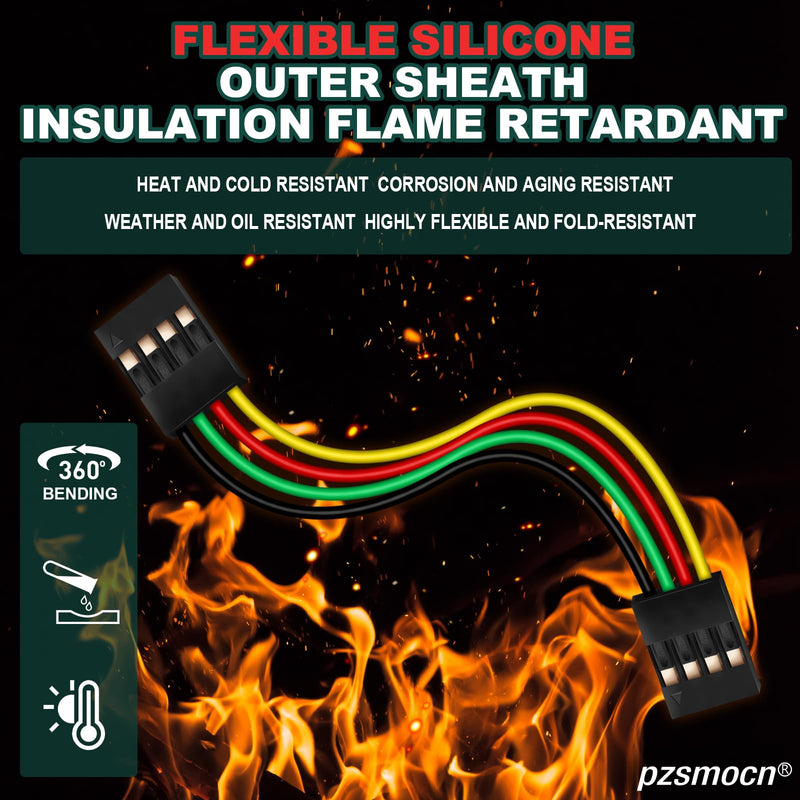 [AUSTRALIA] - Silicone Flexible Jumper Wires Breadboard 24AWG 20cm Long 10 Sets / 60 Pcs for Dupont 2.54 mm Pitch Connector 4-Pin Black Female-Female Header Solderless Electronic Adapter Ribbon Cable Female to Female 