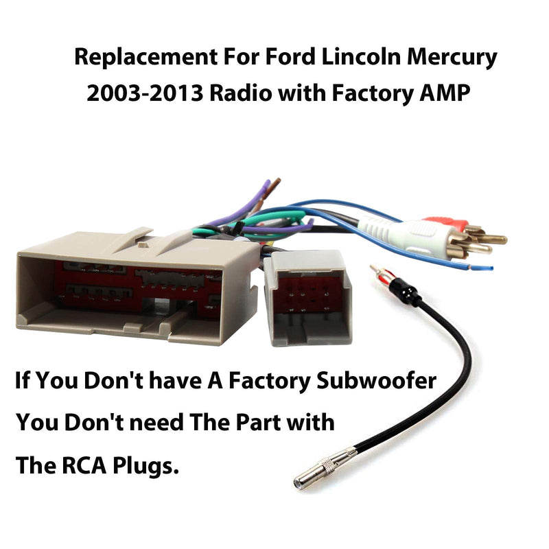 RED WOLF Radio Wiring w/Antenna Adapter RCA Input Replacement for Ford 2006-2012, Lincoln 2006-2010, Mercury 2006-2009 Aftermarket Stereo Install Wire Cable Harness with RCA Adapter Plug Radio harness w/Antenna