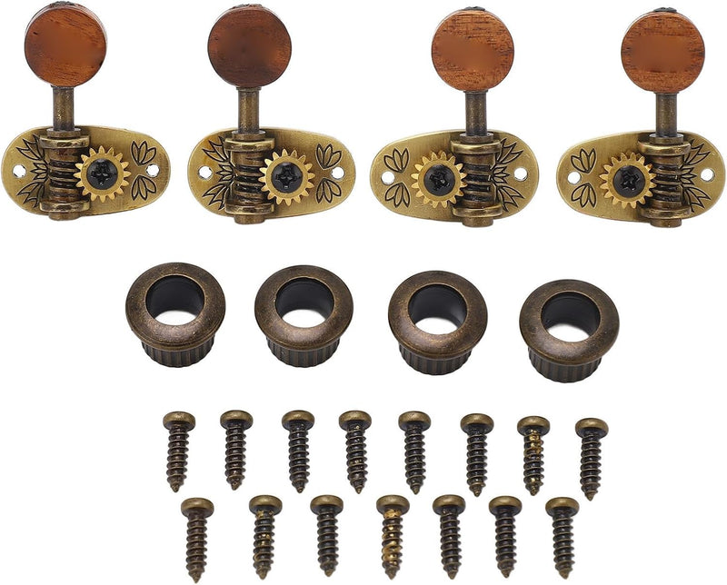 [AUSTRALIA] - 4Pcs Ukulele Tuning Pegs, Acoustic Guitar Pegs 2R 2L Machine Heads, Elegant Rosewood Bronze Zinc Alloy Ukulele Tuners with Sleeves and Screws for 4 String Instruments 