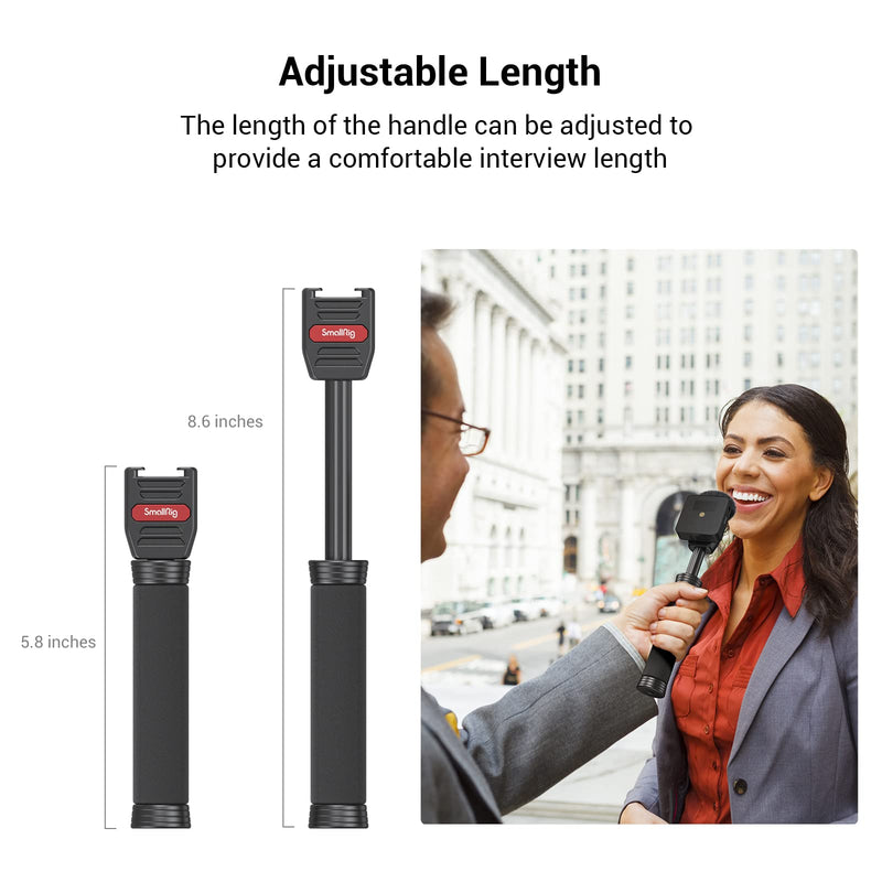 [AUSTRALIA] - SMALLRIG Interview Mic Handle, Stretchable Mic Handle for RODE Go, for DJI, for Hollyland Lark 150, for Synco G1/A2 and Other Lavalier Microphones with Cold Shoe 3182 