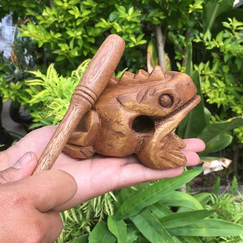 Percussion Instruments Wooden Frog Medium Size 4.8 Inch, 4 Inch and 3 Inch Family Wood Frog Guiro Rasp Musical Instrument Tone Block Musical Instrument Home Office Decoration