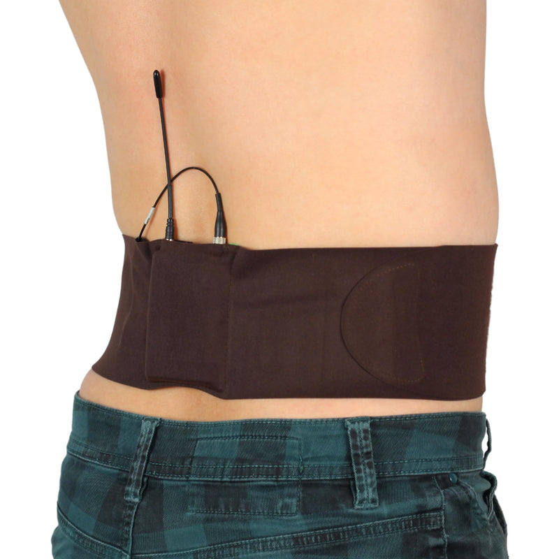 URSA Waist Strap - Ultra Slim, Breathable & Stretchy Microphone Transmitter Straps. Compatible with Most Transmitter/Receivers (Brown, Medium Waist - Big Pouch)