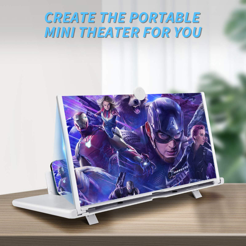 16 inch Screen Magnifier for Cell Phone 3D Magnifier Screen Enlarger for Movies,Videos,Reading,Gaming-Screen Amplifie with Foldable Phone Stand Holder. Compatible with All Smartphones-White White