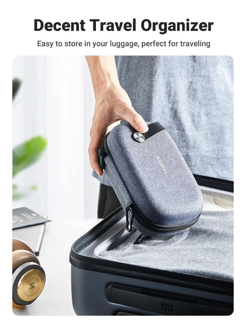 UGREEN Travel Case Tech Gadget Electronic Organizer Cable Pouch Small Hard Case Storage Carry Bag Portable for Hard Drive, Charger Cable, USB Cord, Phone, Power Adapter, Earphone, SD Card, Grey