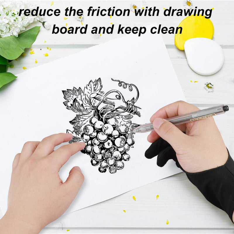 Artist Drawing Tablet Gloves Two Finger Graphics Painting Glove Free Size Creative Both Right and Left Hand 4 Pack Black Blue M