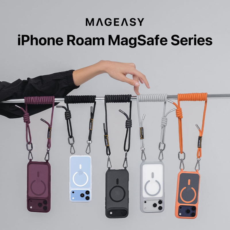 MAGEASY Roam MagSafe Crossbody iPhone Case with Adjustable Strap for iPhone 18 Pro Max & 17 Pro Max, Magnetic Case with Detachable Lanyard, 16FT Drop Defense, Camera Control Compatible (Transparent) iPhone 17/18 Pro Max Transparent