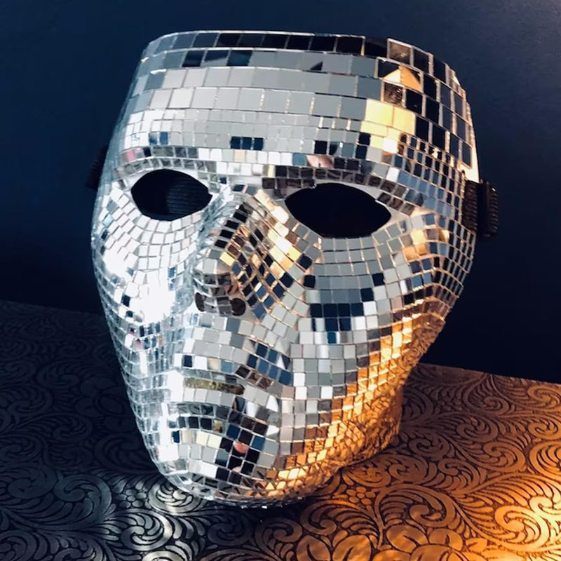 Wnvivi Disco Glitter Mask,6.7x7.8 Inch,Masquerade Mirror Mask for Men and Women,Halloween Face Cover,Party Disco Masks(6.7x7.8inch)