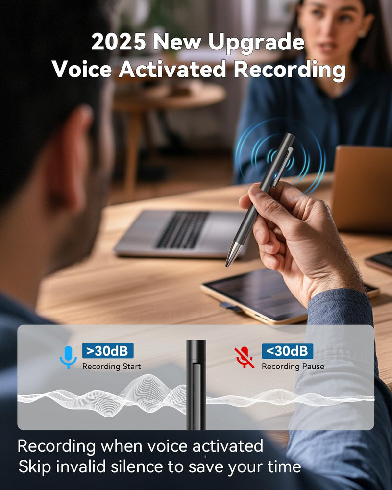 [AUSTRALIA] - 64GB Digital Voice Recorder, Recording Device with Noise Reduction, Voice Activated Tap Recorder for Lectures,Meetings, Work, Interviews, Class Black 