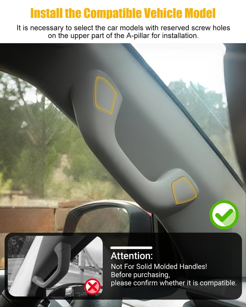 Charchendo Heavy-Duty Metal A-Pillar Grab Handle Phone Mount for Trucks | Secure Bolt-On Installation, Fits All Phones & Thick Cases up to 0.7", 360° Metal Swivel Arm, 2 Hex Keys Included
