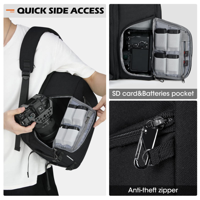 SDYSM Camera Bag Backpack Professional for DSLR SLR Mirrorless Camera Waterproof Laptop Back Pack 14 Inch with Rain Cover Anti Theft Travel Case Large Capacity Photography Backpack Black | 14 Inch Waterproof Camera Laptop Backpack with Rain Cover Anti ...