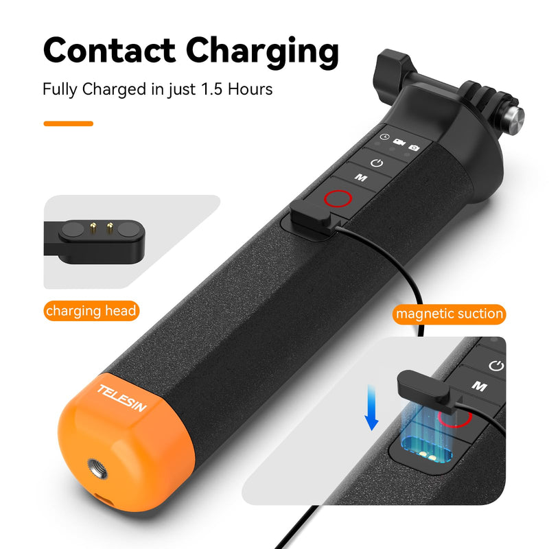 TELESIN°Floating Selfie Stick Hand Grip Waterproof Handle with Bluetooth Remote for GoPro Hero 13 12 11 10 9 8 Handle Mount Accessories for Action Camera