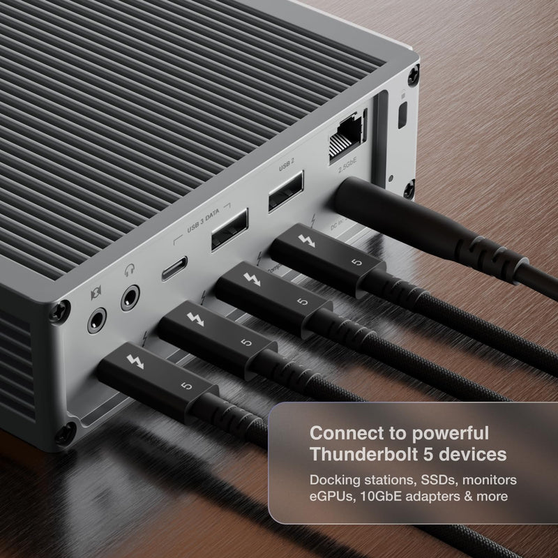CalDigit Thunderbolt 5 Pro Braided Cable - 120Gbps 240W Power Delivery, Compatible with Thunderbolt 3, 4, USB4 Type C, MacBook Pro, iMac, iPhone 17 Max, Black (1m/3.28ft/39.37") 39.37 Inches