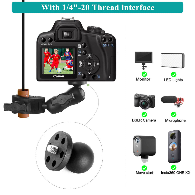 Super Clamp Double Camera Clamp, Crab Plier Clip Bracket Monitor Magic Arm Double Ball Head Adapter for Umbrella Clamp, Desktop, Strollers, Wagons, Photo Studio Light Stand, Photo Boom Stand