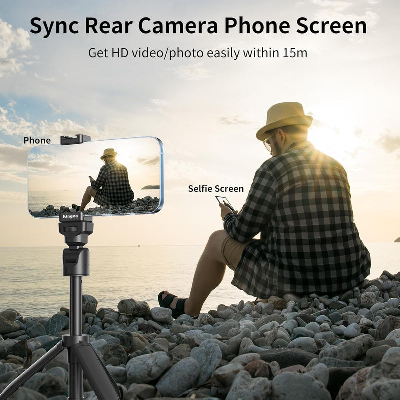 King Ma 4K 30FPS Phone Vlog Selfie Monitor Screen, Wired Mini Monitor for iPhone Rear Camera with Magnetic Phone Clip & Bluetooth Remote for Vlog Live Stream TikTok