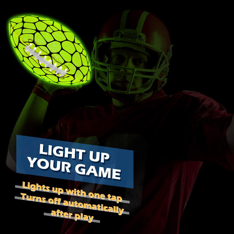 Jasonwell Glow in The Dark Football - Strong Grip Light Up Football Toy Stuff Gift Outdoor Sports Ball for Boys Kids Teen Junior Youth Adult Christmas Birthday Gifts for Ages 6-8 8-12 13+ Year Old No.9 Green
