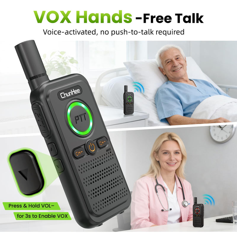 [AUSTRALIA] - Wireless Home Security Intercom System with VOX Hands-Free & SOS Alarm, 1.5 Mile Long Range 2-Way Intercom, Large PTT Buttons, Portable Intercom for Elderly, Caregivers, House & Business (2 Pack) SET 1 
