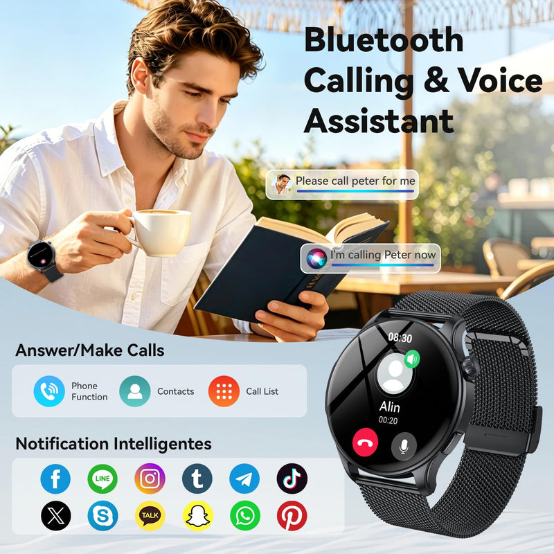 Smart Watch for Men Women Fitness Tracker: Smartwatch for Android Phones iPhone Compatible Samsung Bluetooth Call Answer/Make Watches for Men Heart Rate Sleep Monitor IP68 Waterproof 120+Sports Model Black-Gray