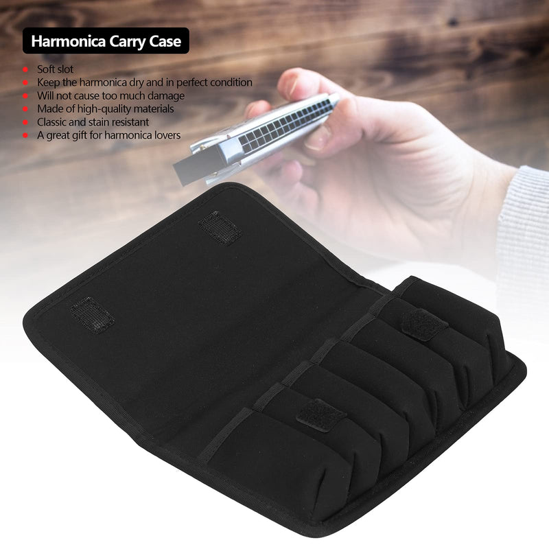 [AUSTRALIA] - 10 Holes Harmonicas Storage Bag, Large Capacity Soft Harmonica Carry Case, Portable Eva Shockproof Cloth Harmonica Cases Storage Case for 7 Harmonicas Storage (Black) 