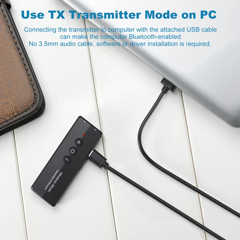 [AUSTRALIA] - Upgraded Bluetooth 5.3 Transmitter Receiver 3-in-1, Isobel Wireless 3.5mm Audio Adapter for TV PC Headphones Home Sounds System Car/CD-Like Voice Enjoyment Black 