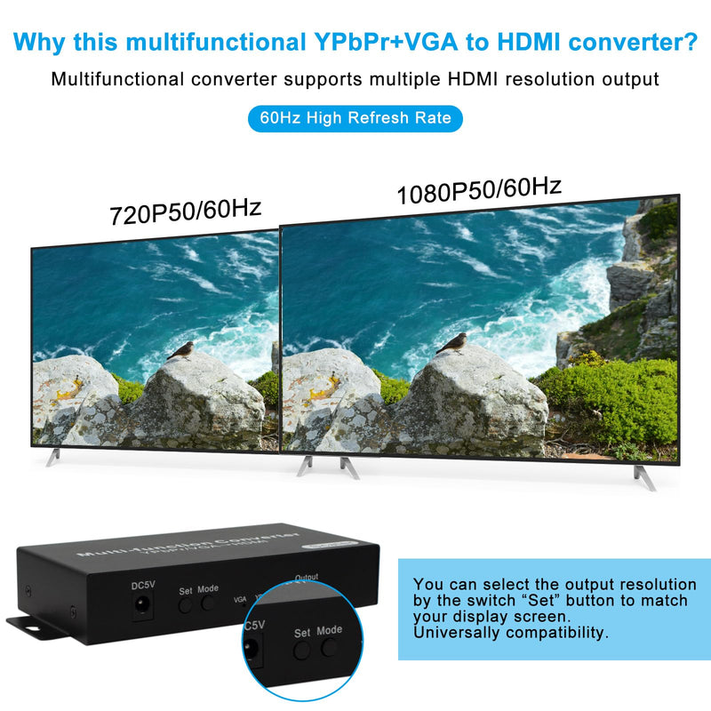 [AUSTRALIA] - Wiistar YPbPr/VGA to HDMI Converter with Audio Scaler Function up to 1080P60Hz for PC Game Console HDTV Monitor Projector 