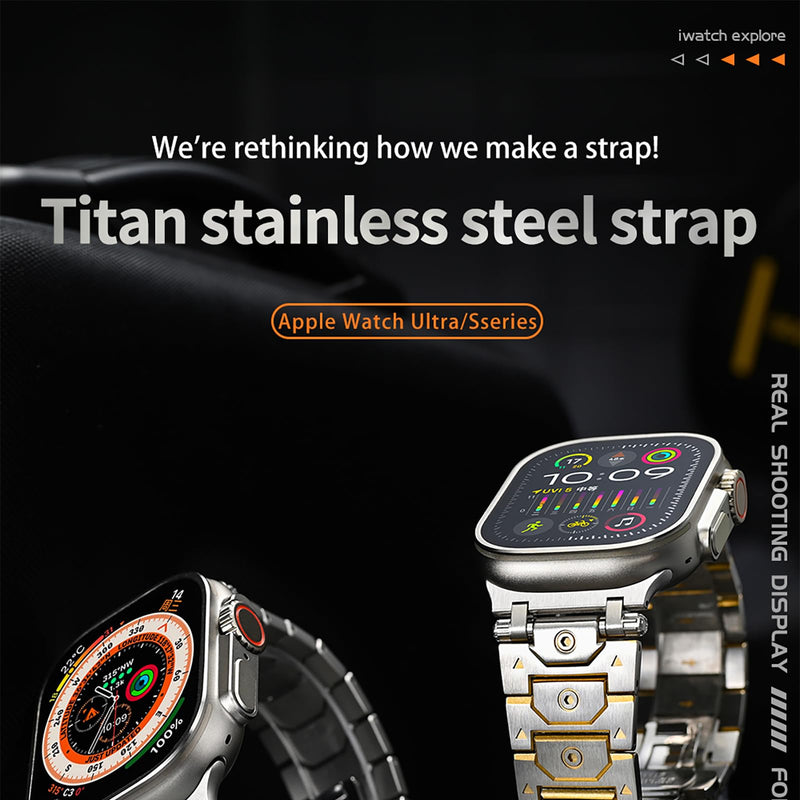 Stainless Steel Watch Band Compatible with Apple Watch Band for Men 49mm 45mm 44mm 42mm 41mm 40mm 38mm, Octagon Shape Titan Metal Strap for iWatch Bands Ultra 2, SE, Series 9 8 7 6 5 4 3 2 1 42/44/45/46/49mm Siver&Gold