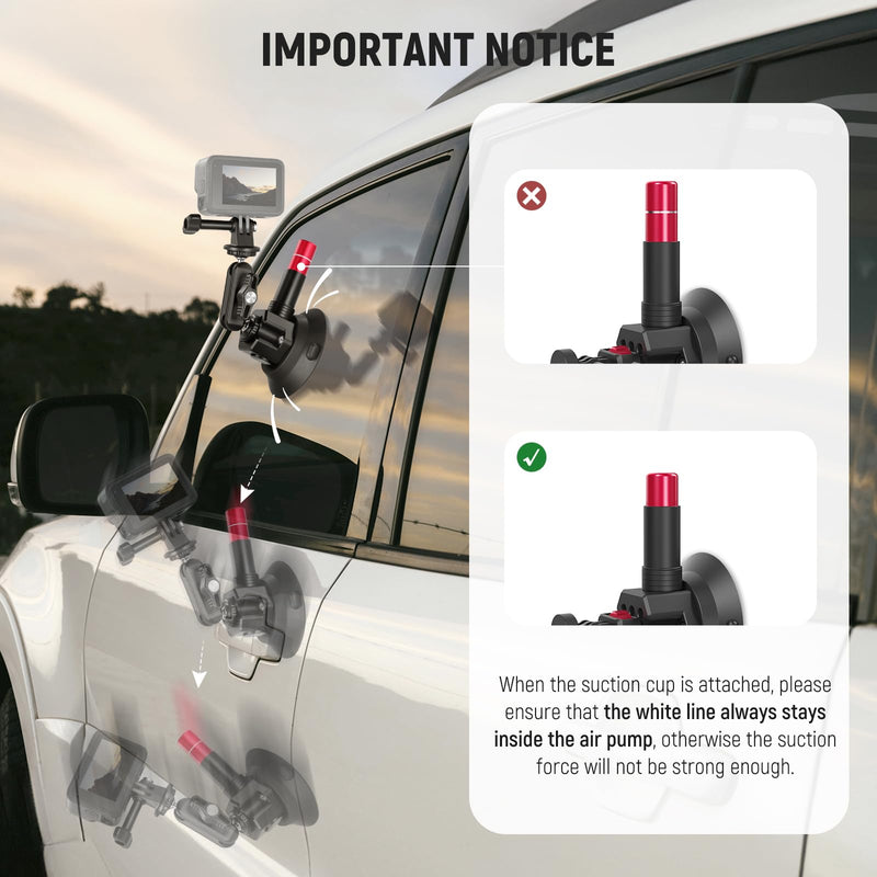 Neewer Dual Suction Cup Car Mount Kit with 360° Ball Head Magic Arm, Quick Release Air Pump Vacuum Camera Mount with Phone Holder & Action Camera Adapter Compatible with Insta360 DJI OSMO, CA066