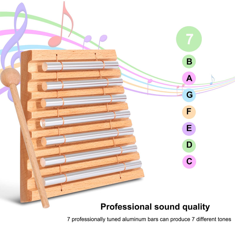 LIEKE 7 Tone Hand Chime Instrument Meditation Chime Mindfulness Bell with Nice Loud Tone For Yoga Meditation Sound Healing Teachers' Classroom Management Tool 7 Tone Chime