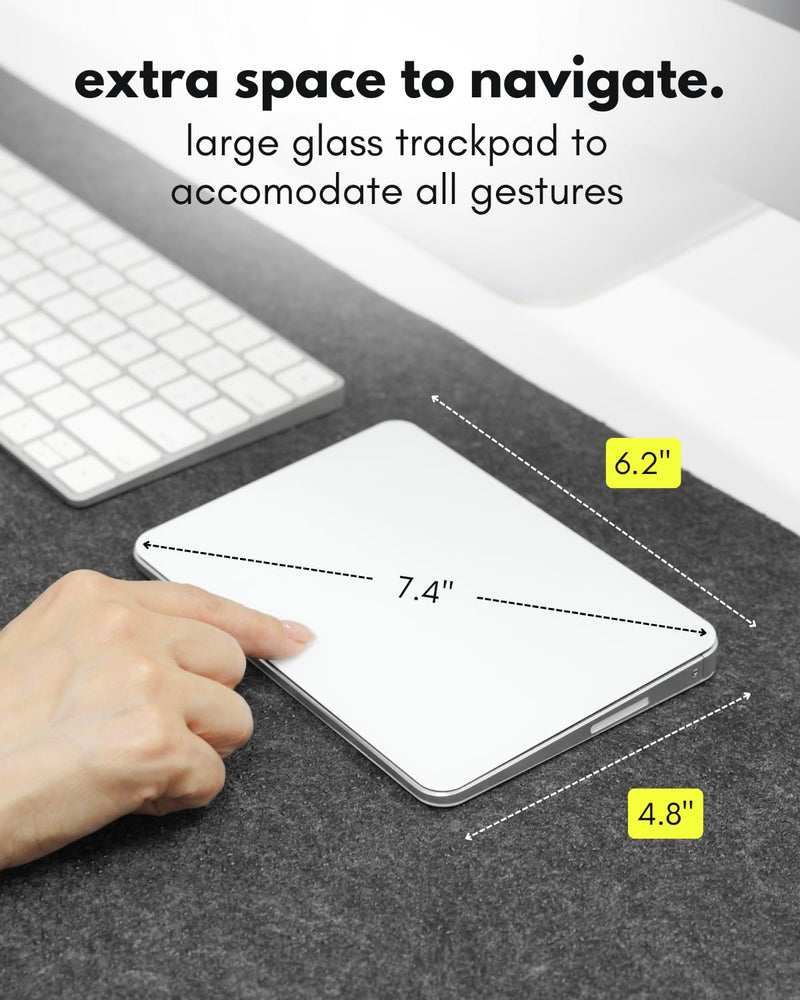 Macally Wired & Wireless Trackpad for Mac - Multi Gesture Touchpad - USB C | Full Multi-gesture macOS control, large glass surface, 2.4G wireless or wired USB-C use, rechargeable 1000 mAh battery