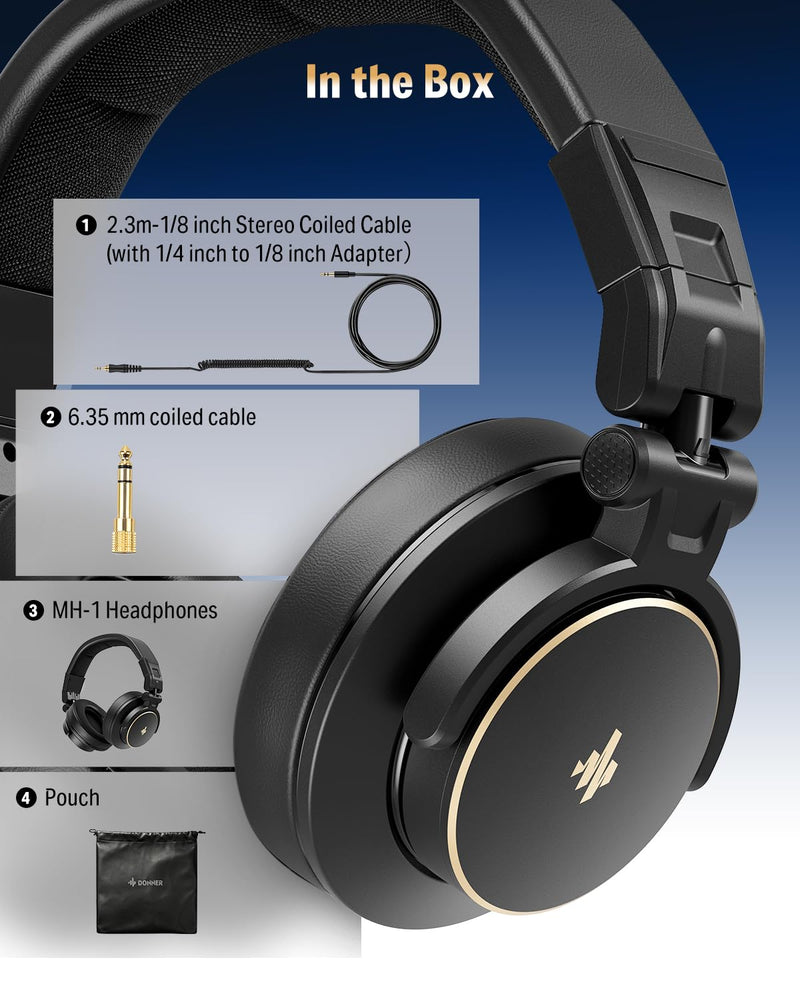 Donner MH1 Monitor Headphones for Electronic Drum Set, Drummer Headphones for Electric Drum Kit, Wired Audio Isolation Headphones for Recording