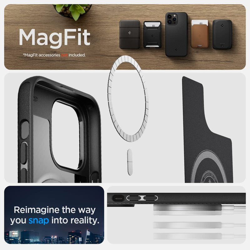 Spigen Mag Armor (MagFit) Designed for iPhone 14 Pro Case and Rugged Armor Pro Designed for Apple Watch Series 9/8/SE2/7/6/SE/5/4 45/44mm