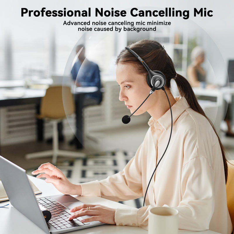[AUSTRALIA] - Wantek USB Headset with Microphone for PC, Computer Headset with Noise Canceling Microphone with Mute for Home Office Online Skype Zoom Meetings 
