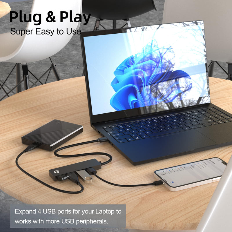 USB C Hub, TOTU 4-Port USB C Hub Extra Light Data Hub USB Adapter, USB C Hub 5Gbps Compatible with, USB Flash Docking Station