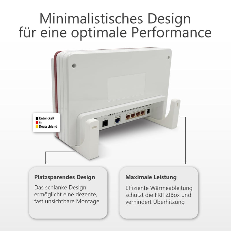 Wall mount for AVM FRITZ!Box 5690 Pro - robust, perfect fit, fibreglass connection (fibre) free, open design for heat dissipation, including drilling template, screws and dowels - made in Germany