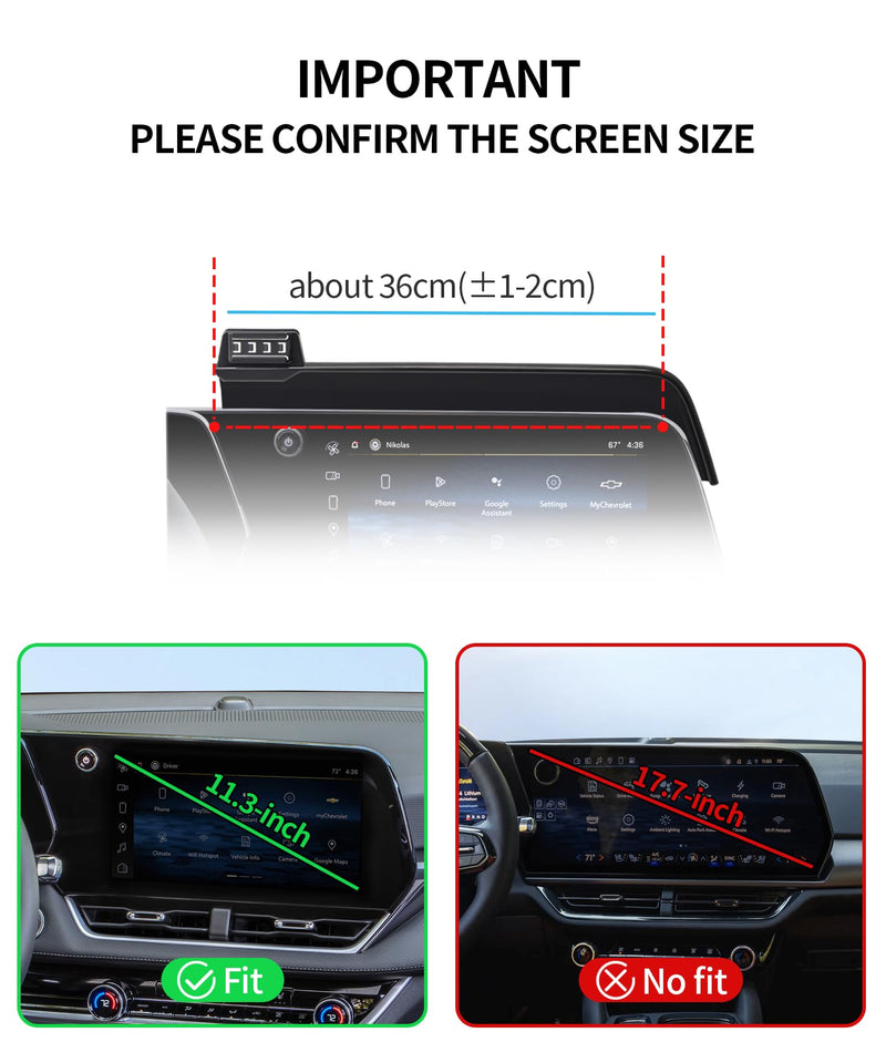 15W Wireless Charger Car Phone Holder for Chevrolet Equinox 2025-2026 | 11.3"Screen Magsafe Accessories Fast Charging Magnetic Cell Phone Holder Clip Compatible with iPhone Android, 3D Fit Bracket 11.3-inch for 2025 2026 Equinox