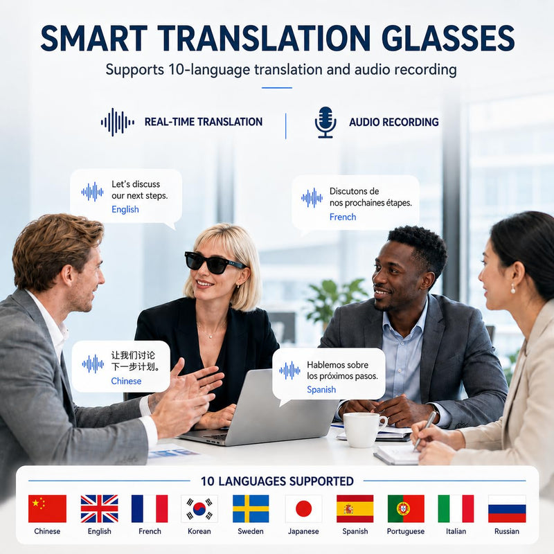 AI Smart Glasses with Camera, 2K Video, Translation, Object Recognize