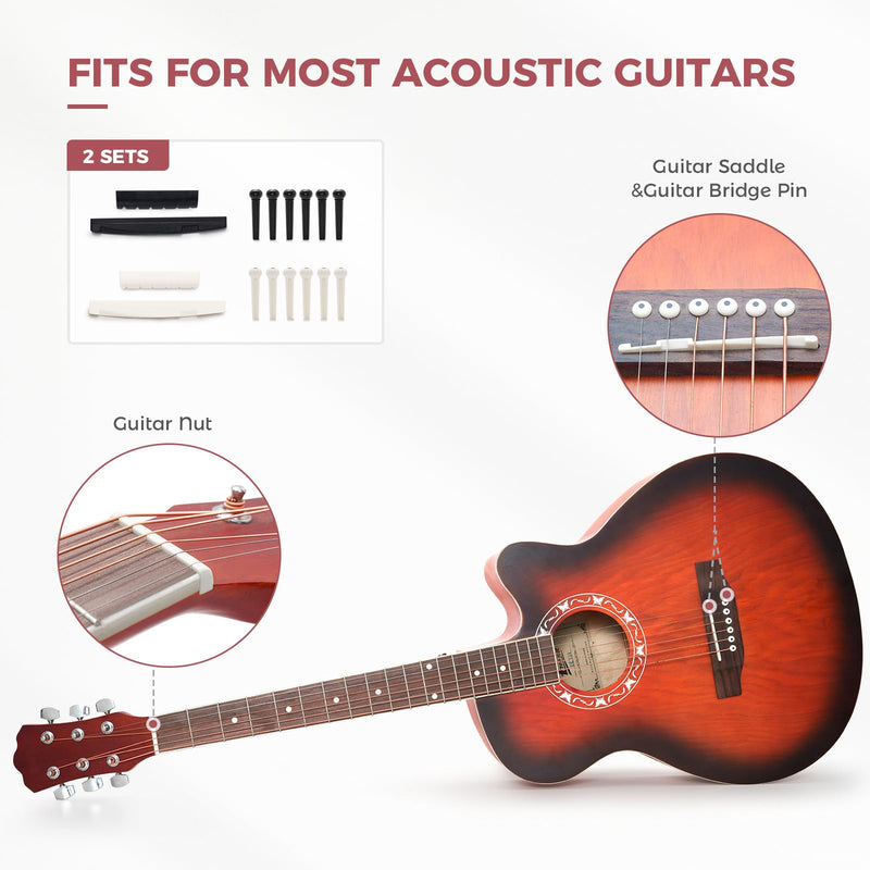Acoustic Guitar Accessories Kit Guitar Strings Replacement Changing Tool Include Strings, Capo, Picks, Picks Holder, String Winder, Pins, Nuts Saddles for Guitar Players Beginners,58 Pcs