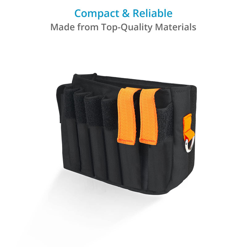 Proaim Cube AC Pouch Small for Camera Assistants, Grips and Techs | Splash-resistant tool pouch with three storage sections, mesh pocket, 2.5-inch belt loops, external pockets and D-ring