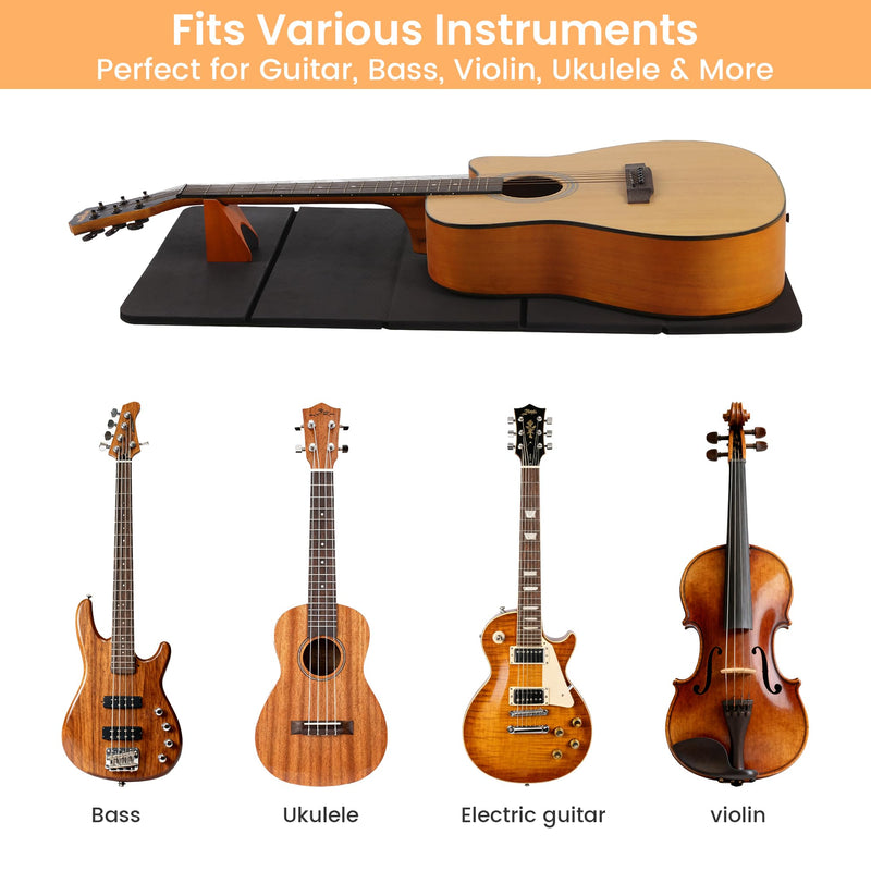 MABOZOO Foldable Guitar Work Mat and Wooden Neck Rest, 0.5 Inch Thick Guitar Repair Mat and Support for Repair, Repair and Maintenance Kit Tool for Guitar Bass, Acoustic, Banjo Mandolin Ukulele